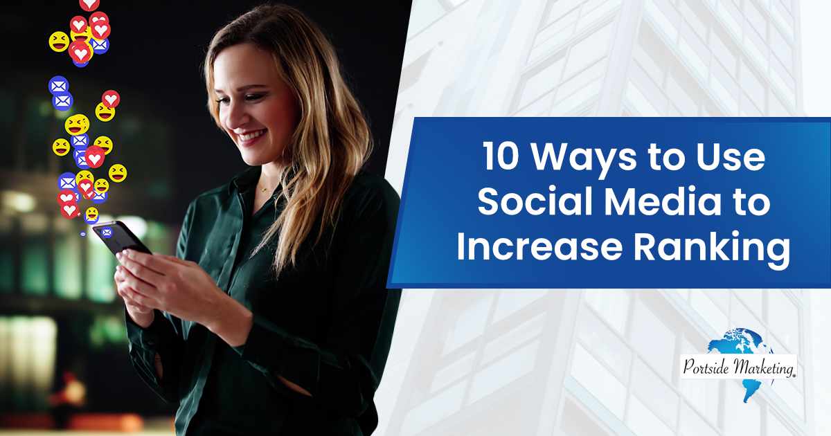10 Ways to Use Social Media to Increase Ranking Late-night social media engagement on a smartphone, featuring Portside Marketing, illustrating strategies from ‘10 Ways to Use Social Media to Increase Ranking’ to support the page’s SEO-focused content.