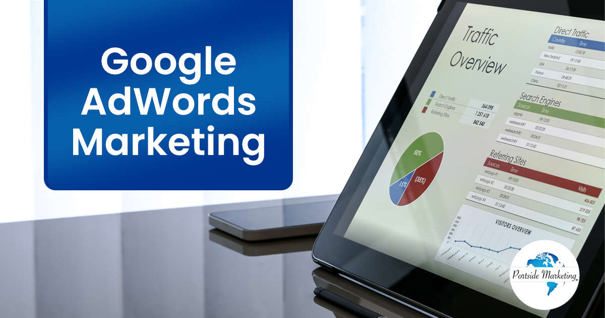 Modern digital marketing team working at the office, showcasing Google AdWords strategies, featuring Portside Marketing.