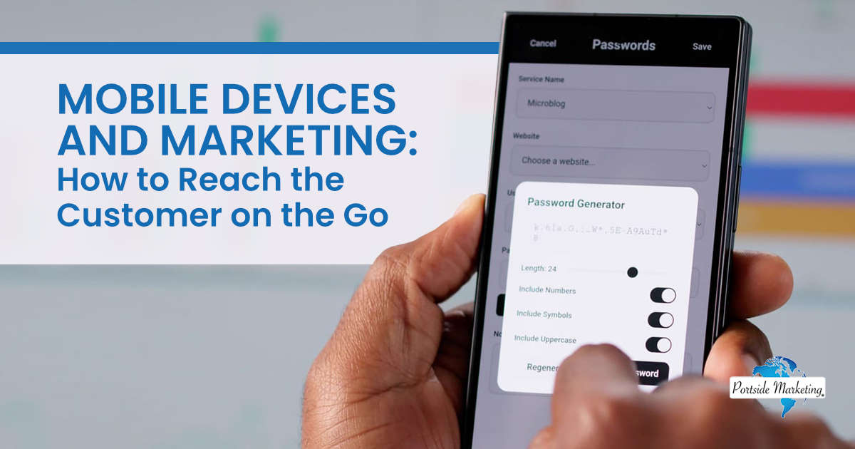 Mobile Devices and Marketing How to Reach the Customer on the Go African American man using a password manager app on his mobile device, illustrating Portside Marketing's insights on reaching customers on the go with mobile devices.