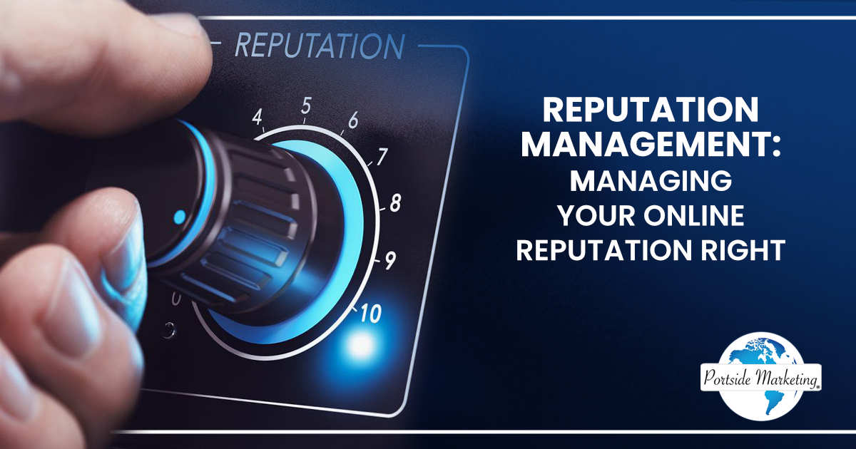 Visual representing online reputation management for Portside Marketing, focused on managing your brand’s online reputation effectively.
