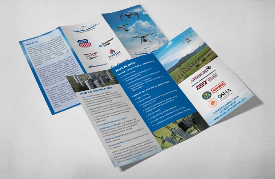 brochure-aviation-unmanned-dallas Business Card Designer and Printer