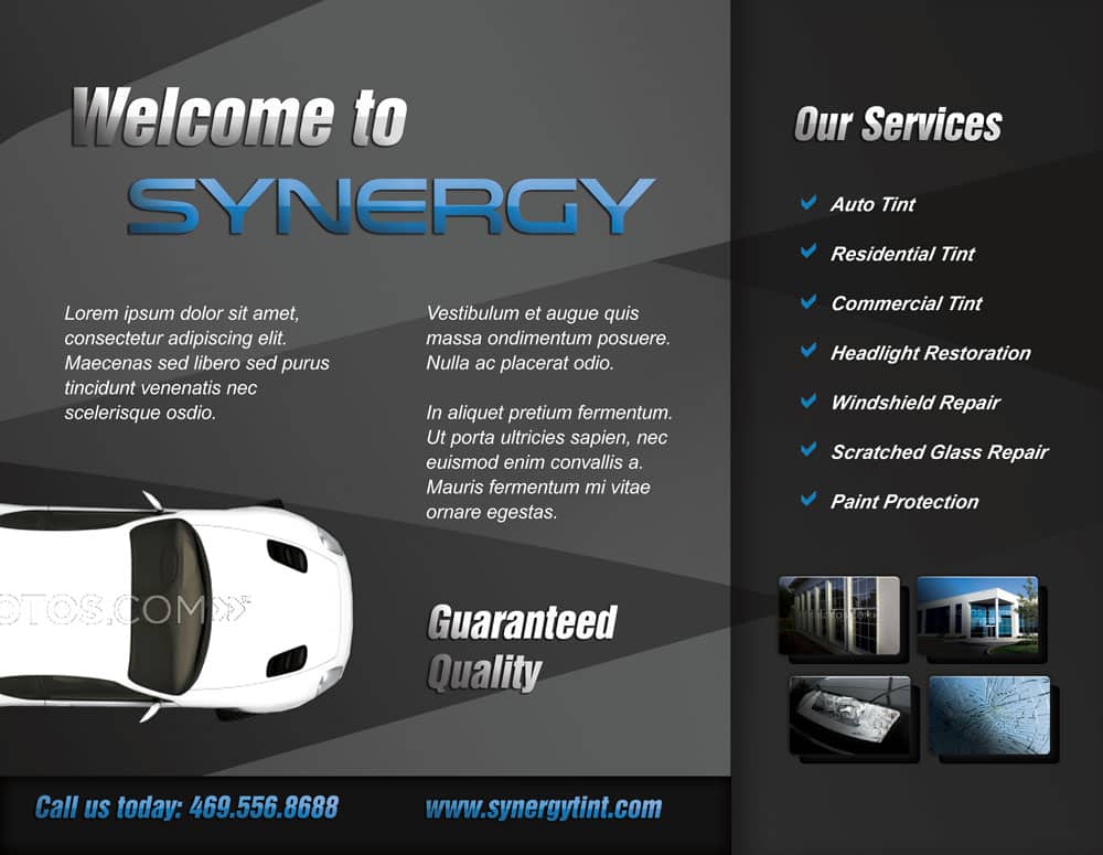 Brochure Design & Printing for Synergy Tint - Lewisville Texas