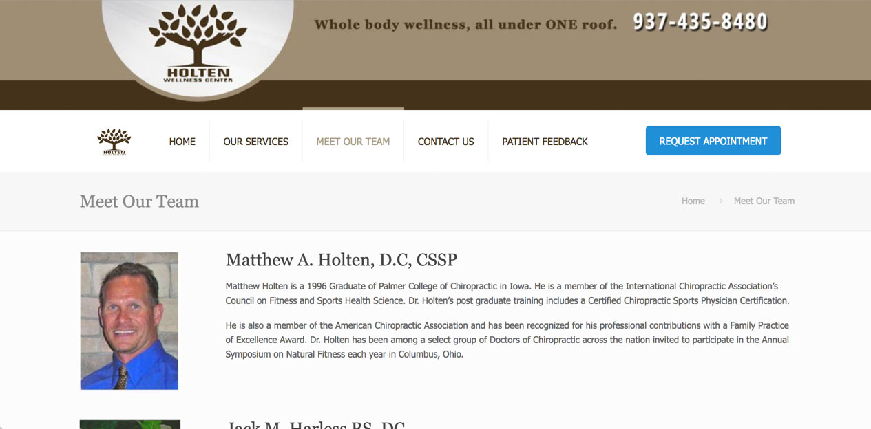 Website Design Portfolio Chiropractic Holten